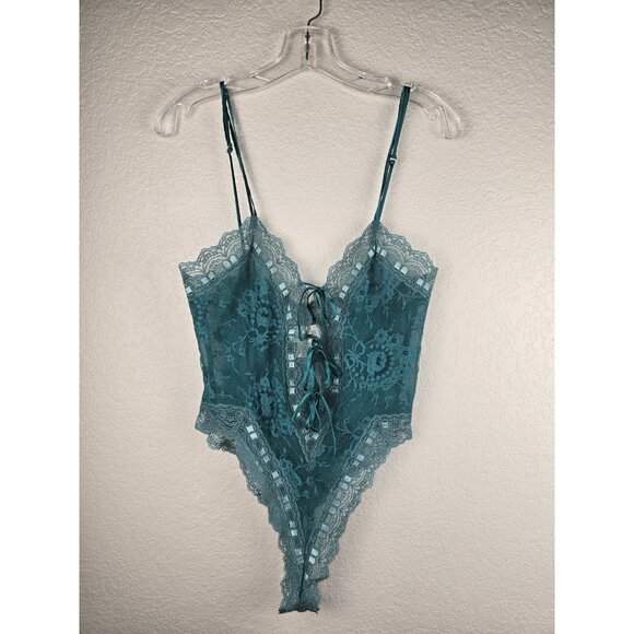 Victoria’s Secret Gold Label Teddy Lace Lingerie Bodysuit Green Vintage 90s Y2k - Picture 5 of 11